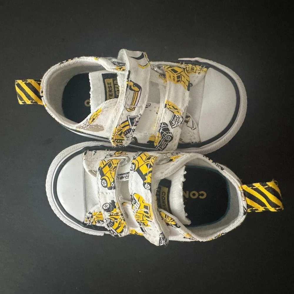 Converse All Star Infant Sneakers Construction Print Double Strap Size 3 - Picture 1 of 11